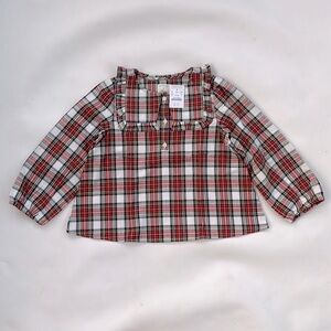J.Crew Crewcuts Girls' collared top in Snowy Stewart tartan Size Small NWT